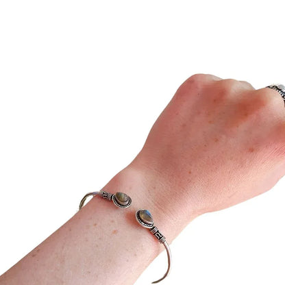 Bracelet en Labradorite - Protection et Élégance en Laiton Ajustable