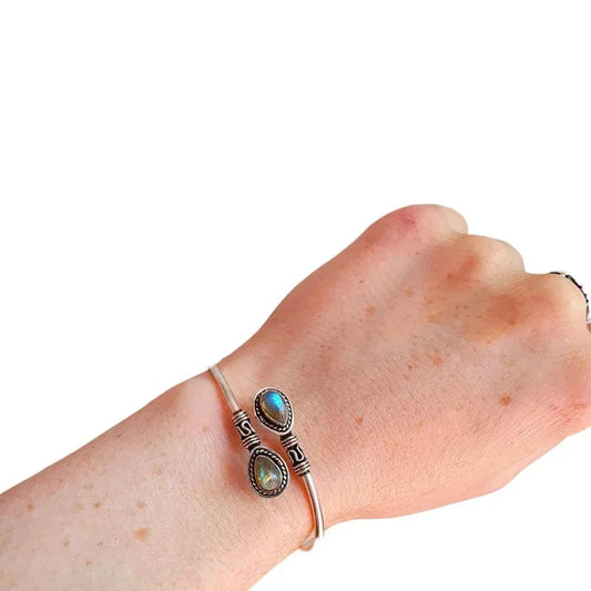 Bracelet en Labradorite - Protection et Élégance en Laiton Ajustable