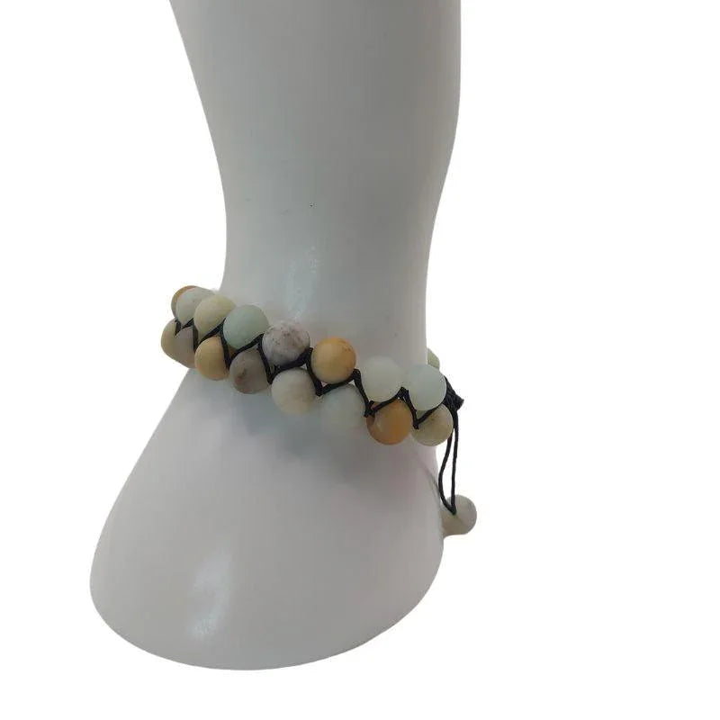 Shamballa Amazonite - Bracelet Double Rang Ajustable - Litho Natura