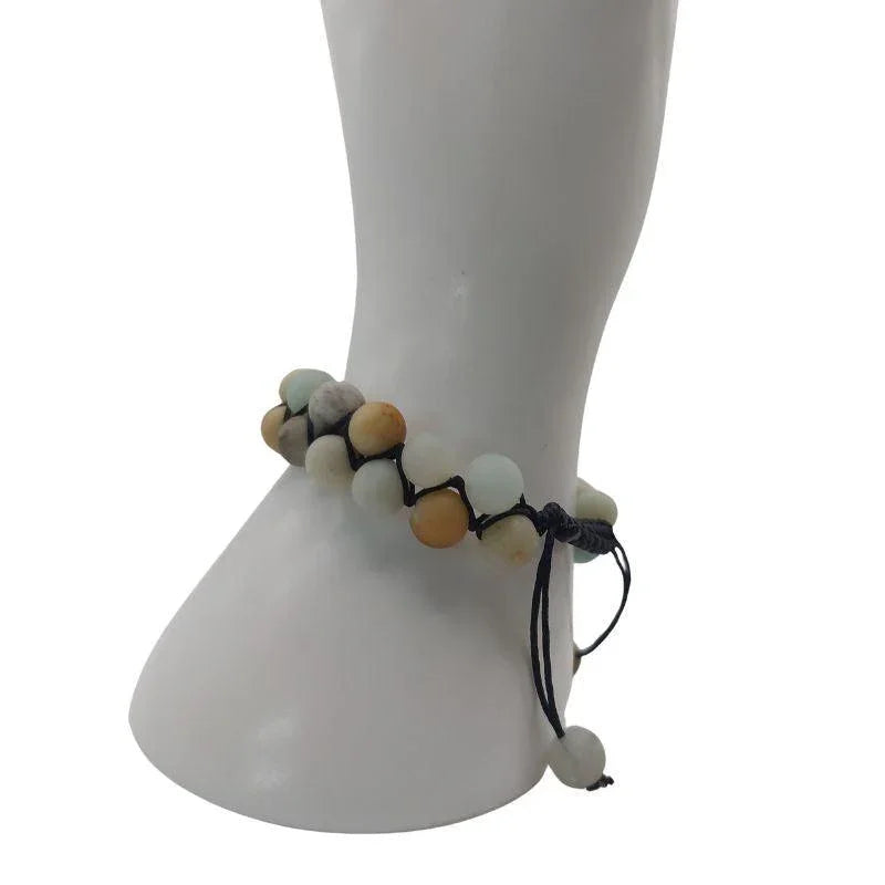 Shamballa Amazonite - Bracelet Double Rang Ajustable - Litho Natura