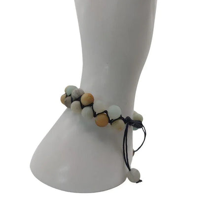 Shamballa Amazonite - Bracelet Double Rang Ajustable - Litho Natura