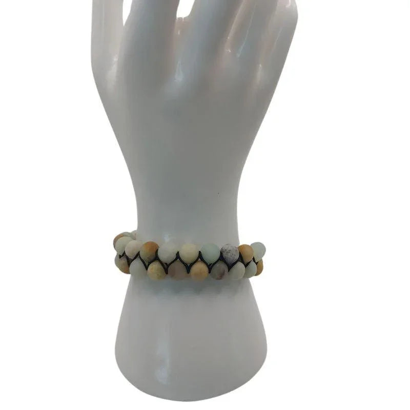 Shamballa Amazonite - Bracelet Double Rang Ajustable - Litho Natura