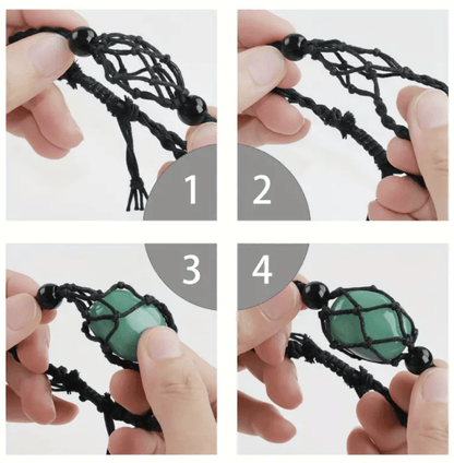 Bracelet en Filet Réglable - Porte-Bracelet en Cristal Africain sans Pierre - Litho Natura