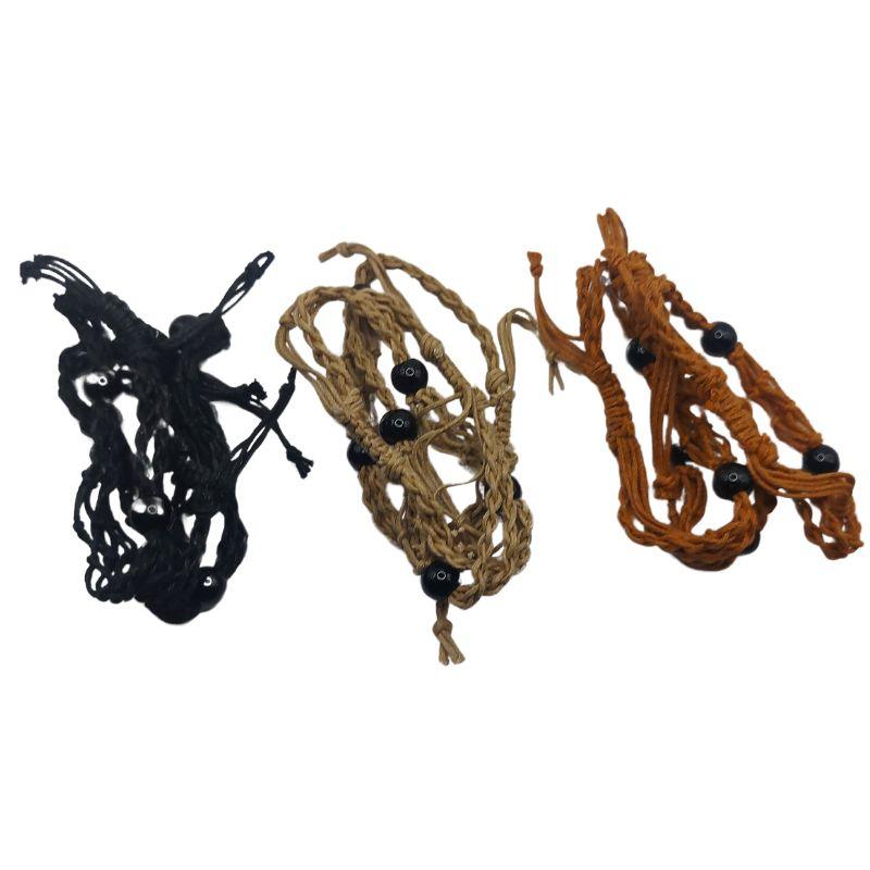 Bracelet en Filet Réglable - Porte-Bracelet en Cristal Africain sans Pierre - Litho Natura