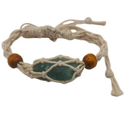 Bracelet en Filet Réglable - Porte-Bracelet en Cristal Africain sans Pierre - Litho Natura