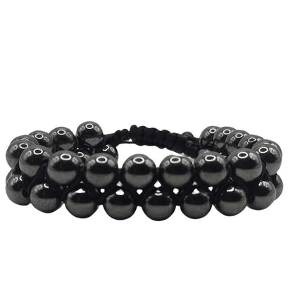 Shamballa Hématite - Bracelet Double Rang Ajustable - Litho Natura