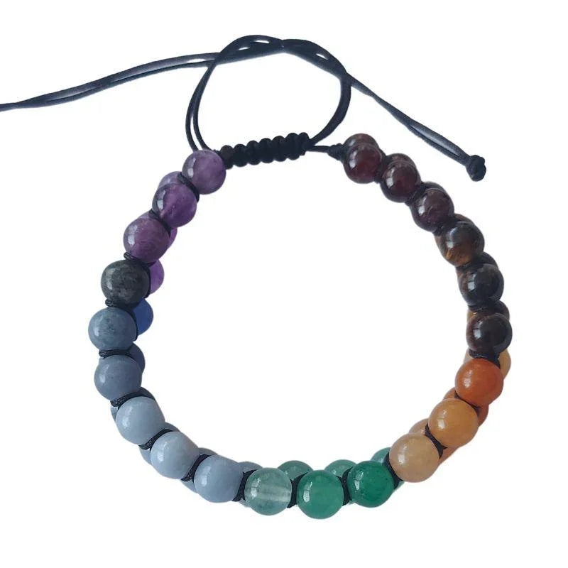 Shamballa 7 Chakras - Bracelet Double Rang Ajustable - Litho Natura