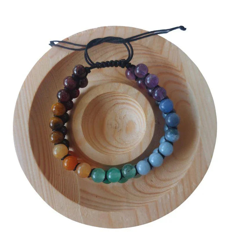 Shamballa 7 Chakras - Bracelet Double Rang Ajustable - Litho Natura