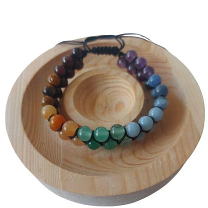 Shamballa 7 Chakras - Bracelet Double Rang Ajustable - Litho Natura