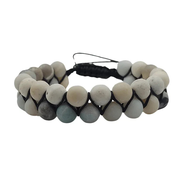 Shamballa Amazonite - Bracelet Double Rang Ajustable - Litho Natura