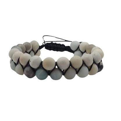 Shamballa Amazonite - Bracelet Double Rang Ajustable - Litho Natura