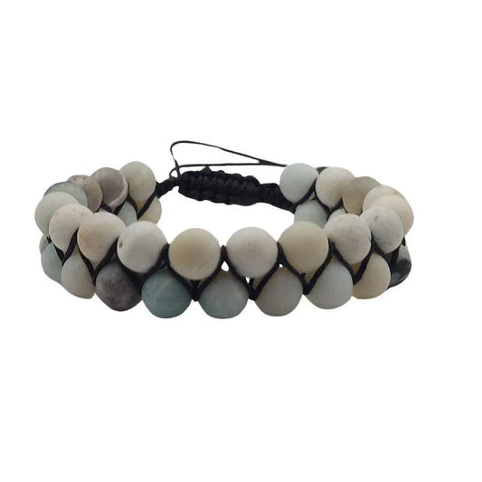 Shamballa Amazonite - Bracelet Double Rang Ajustable - Litho Natura