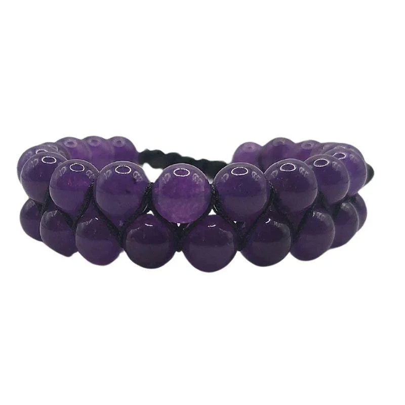 Shamballa Améthyste - Bracelet Double Rang Ajustable - Litho Natura