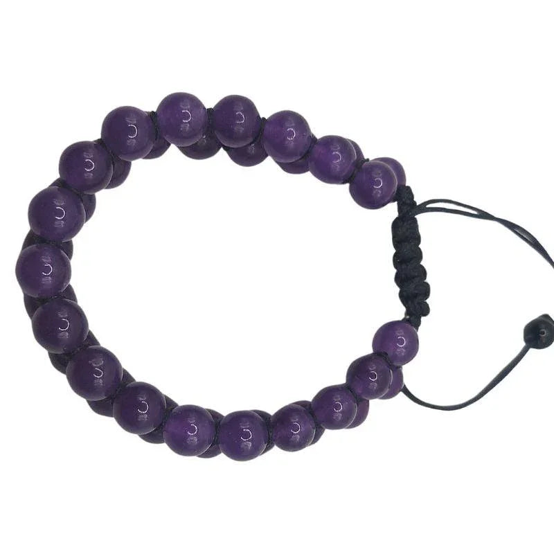Shamballa Améthyste - Bracelet Double Rang Ajustable - Litho Natura