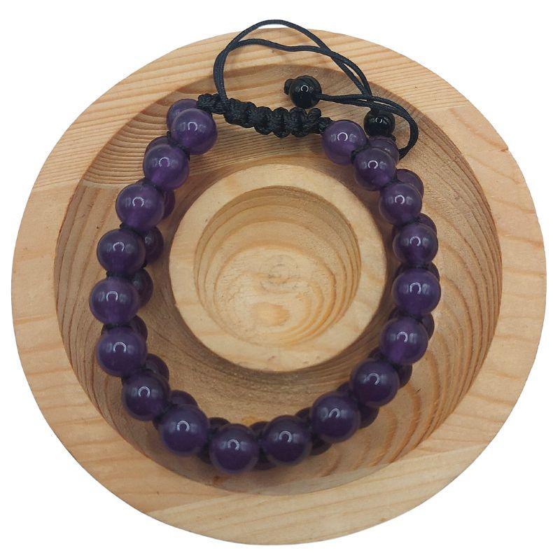 Shamballa Améthyste - Bracelet Double Rang Ajustable - Litho Natura