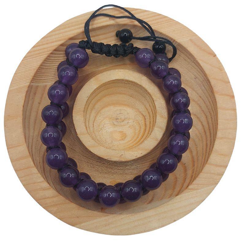 Shamballa Améthyste - Bracelet Double Rang Ajustable - Litho Natura