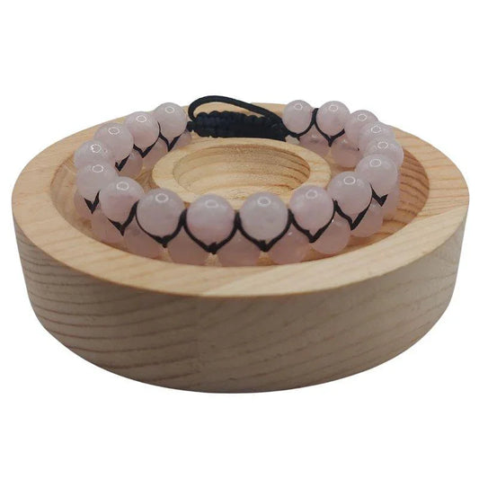 Shamballa Quartz Rose - Bracelet Double Rang Ajustable - Litho Natura