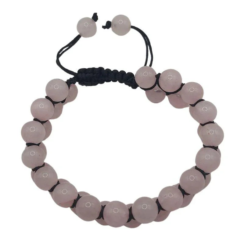 Shamballa Quartz Rose - Bracelet Double Rang Ajustable - Litho Natura