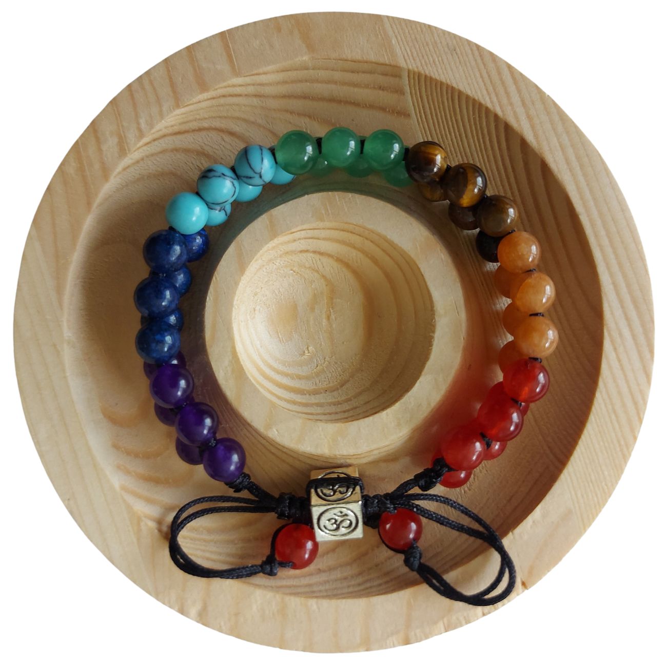 Shamballa 7 Chakras - Bracelet Double Rang Ajustable - Litho Natura