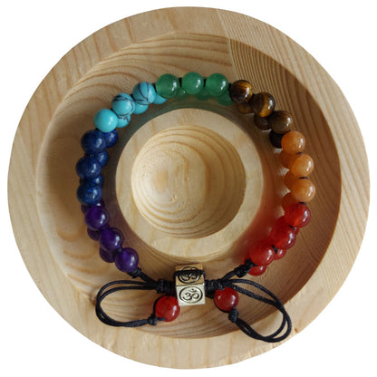 Shamballa 7 Chakras - Bracelet Double Rang Ajustable - Litho Natura