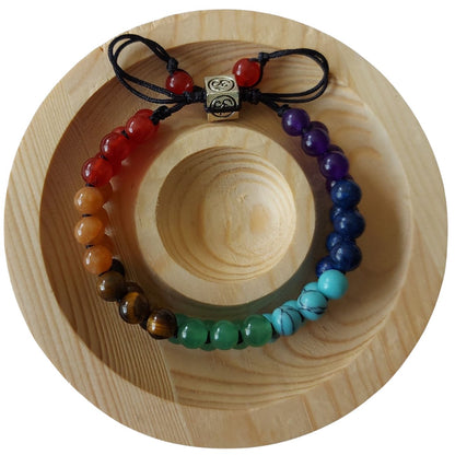 Shamballa 7 Chakras - Bracelet Double Rang Ajustable - Litho Natura