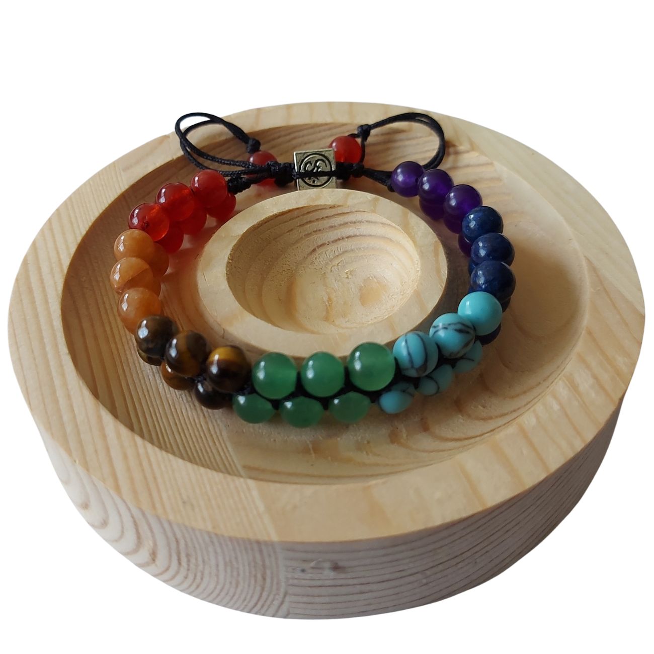 Shamballa 7 Chakras - Bracelet Double Rang Ajustable - Litho Natura