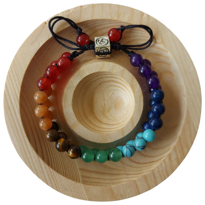 Shamballa 7 Chakras - Bracelet Double Rang Ajustable - Litho Natura