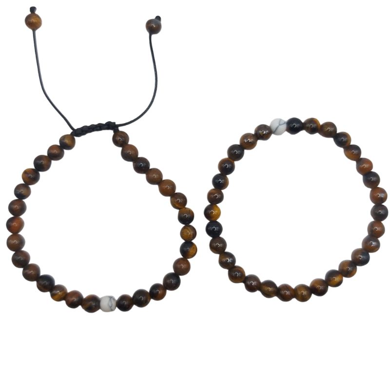 Ensemble Bracelet et Shamballa en Oeil de Tigre - Litho Natura