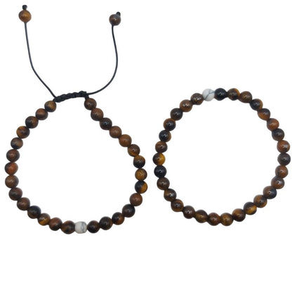 Ensemble Bracelet et Shamballa en Oeil de Tigre - Litho Natura