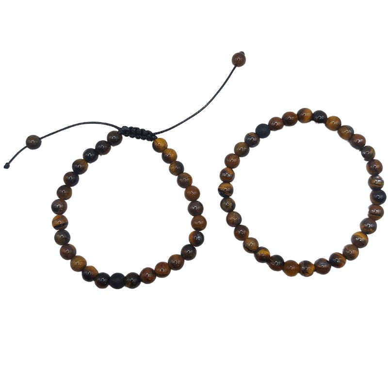 Ensemble Bracelet et Shamballa en Oeil de Tigre - Litho Natura