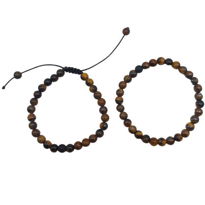 Ensemble Bracelet et Shamballa en Oeil de Tigre - Litho Natura