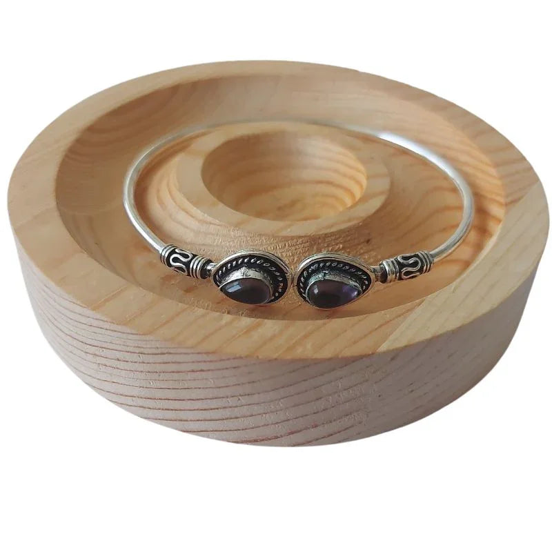 Bracelet en Améthyste - Élégance Intemporelle en Laiton Ajustable