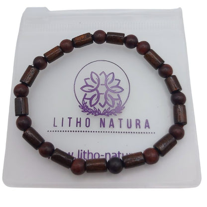 Bracelet Extensible en Bois de Santal - Brun Foncé - Litho Natura