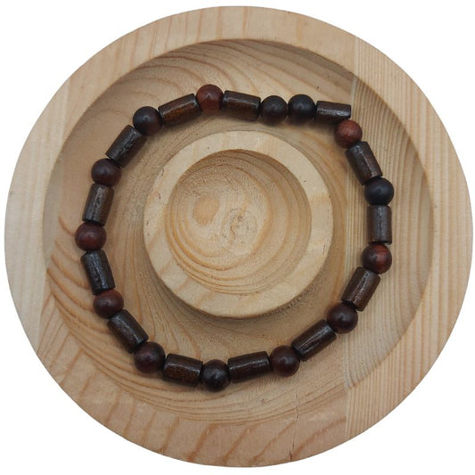 Bracelet Extensible en Bois de Santal - Brun Foncé - Litho Natura