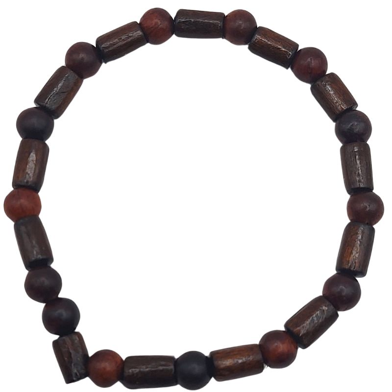 Bracelet Extensible en Bois de Santal - Brun Foncé - Litho Natura