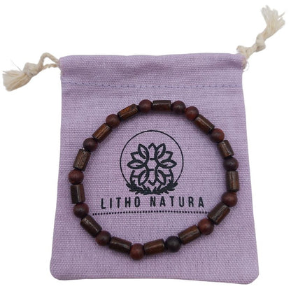 Bracelet Extensible en Bois de Santal - Brun Foncé - Litho Natura