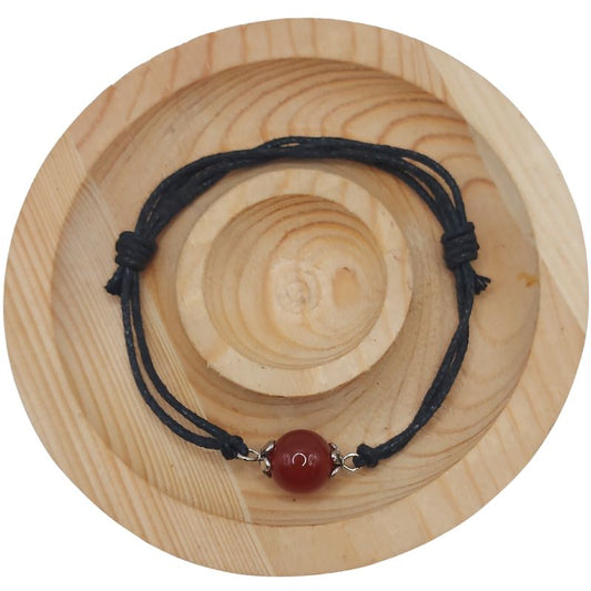 Bracelet en Corde Ajustable avec Pierre Ronde - Cornaline - Litho Natura