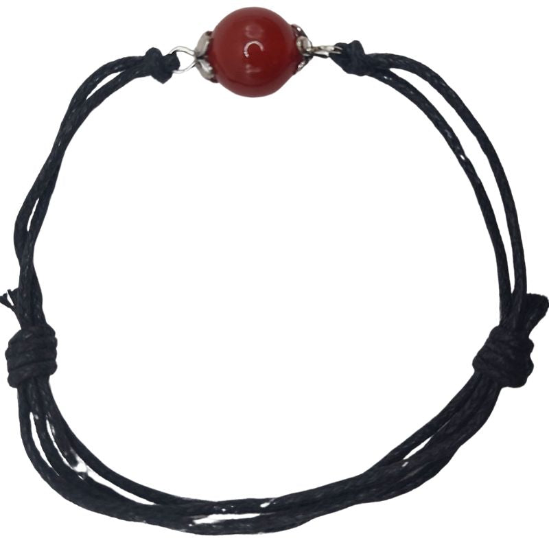 Bracelet en Corde Ajustable avec Pierre Ronde - Cornaline - Litho Natura