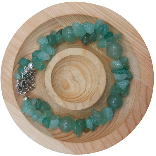 Bracelet en Pierres Irrégulières d'Aventurine Verte - Style Tybétain - Litho Natura