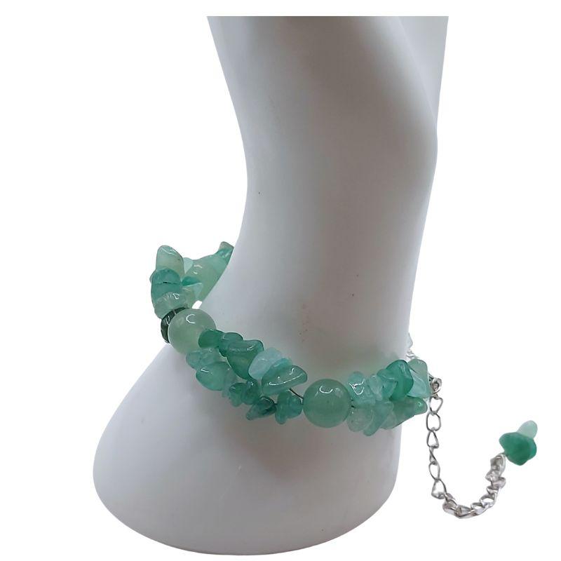Bracelet en Pierres Irrégulières d'Aventurine Verte - Style Tybétain - Litho Natura
