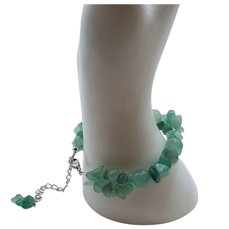 Bracelet en Pierres Irrégulières d'Aventurine Verte - Style Tybétain - Litho Natura