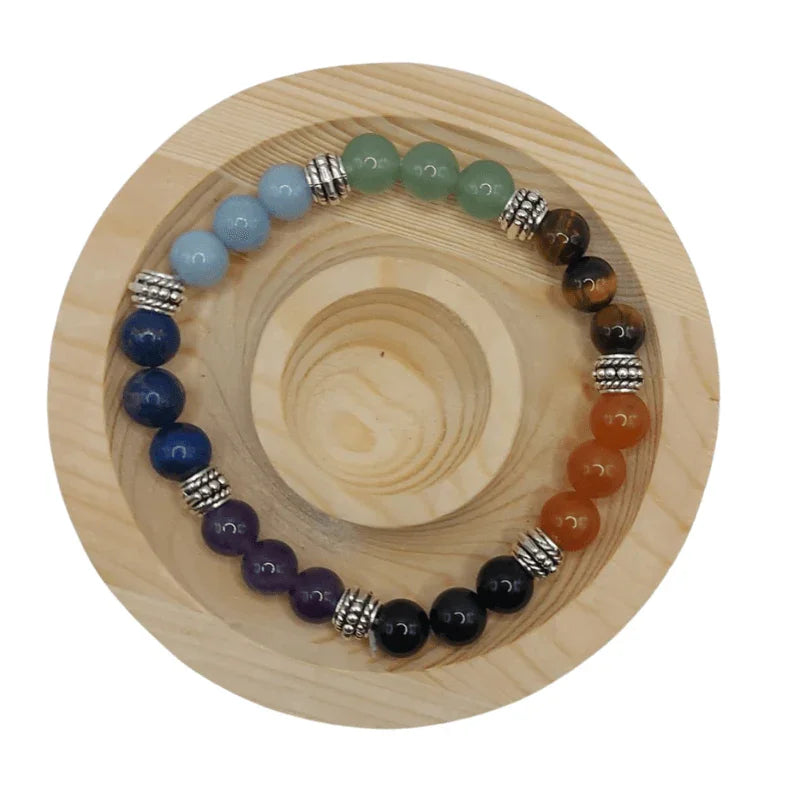 Bracelet en pierres naturelles au 7 Chakras qualité A - Litho Natura