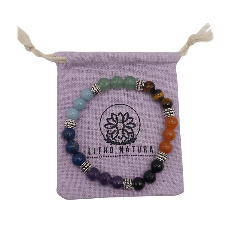Bracelet en pierres naturelles au 7 Chakras qualité A - Litho Natura
