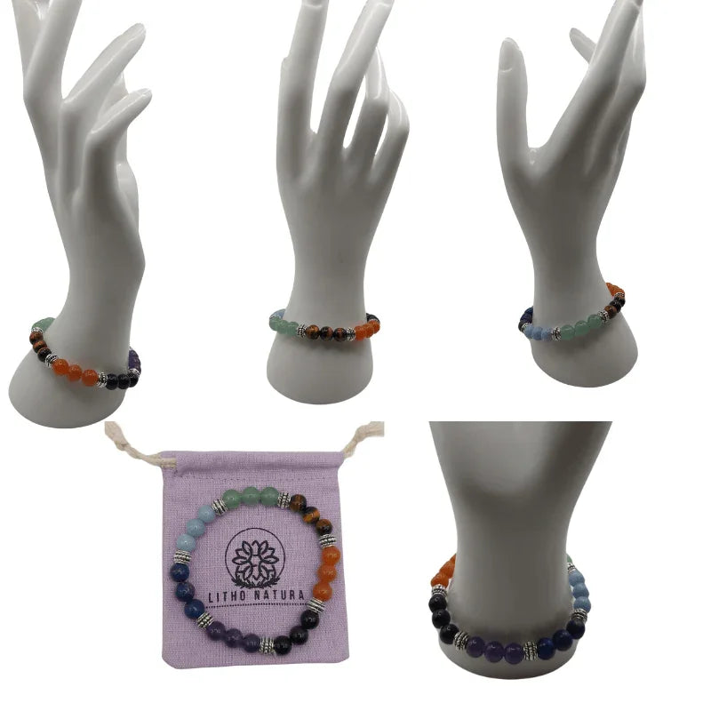 Bracelet en pierres naturelles au 7 Chakras qualité A - Litho Natura