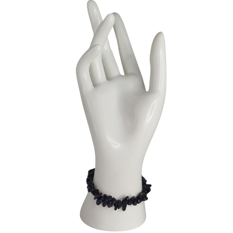 Bracelet Chips en Tourmaline Noire Élastique