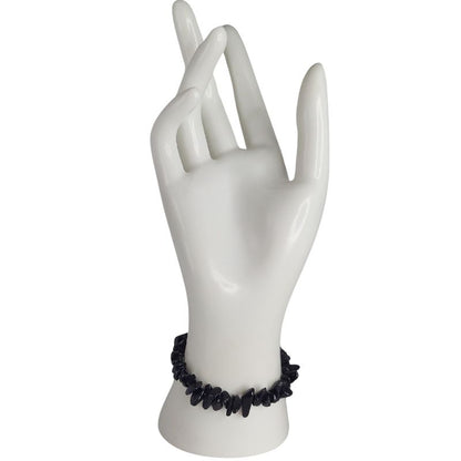 Bracelet Chips en Tourmaline Noire Élastique