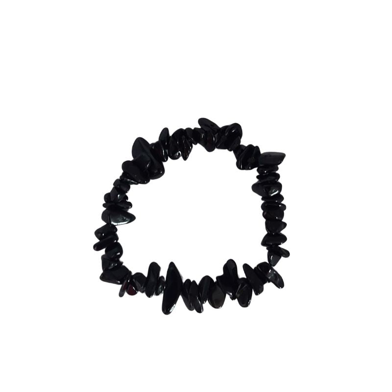 Bracelet Chips en Tourmaline Noire Élastique