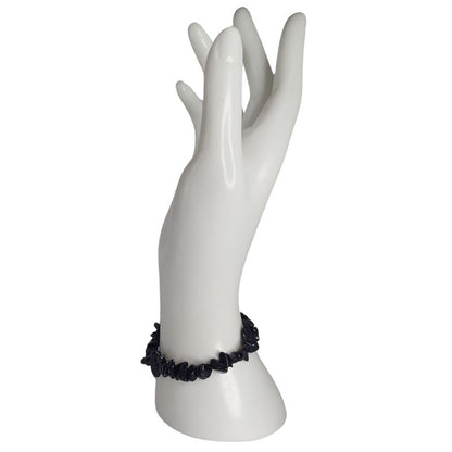 Bracelet Chips en Tourmaline Noire Élastique