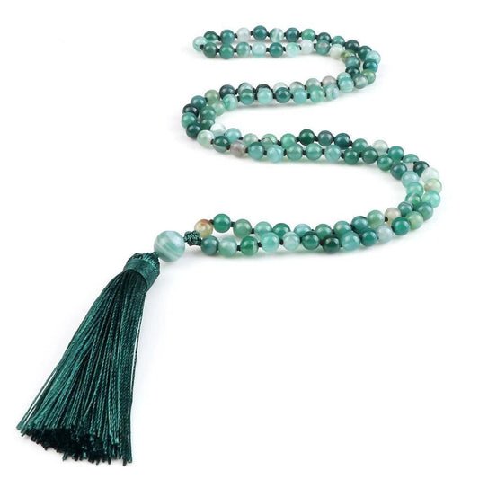 Collier Mala en Agate Verte - Équilibre et Énergie - Litho Natura