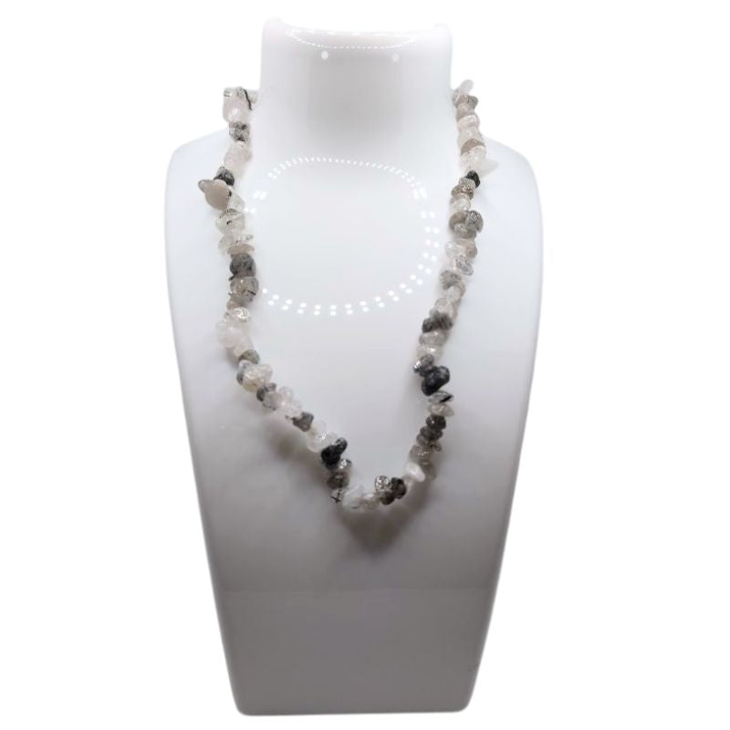 💎 Collier Chips en Quartz Réticulé – Élégance Naturelle & Énergie Pure